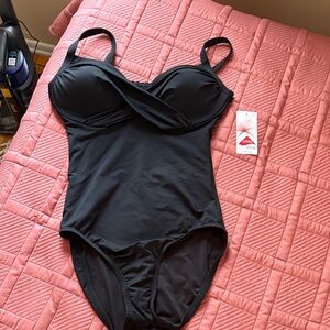 Lands' End Elegant Black One-Piece Swimsuit